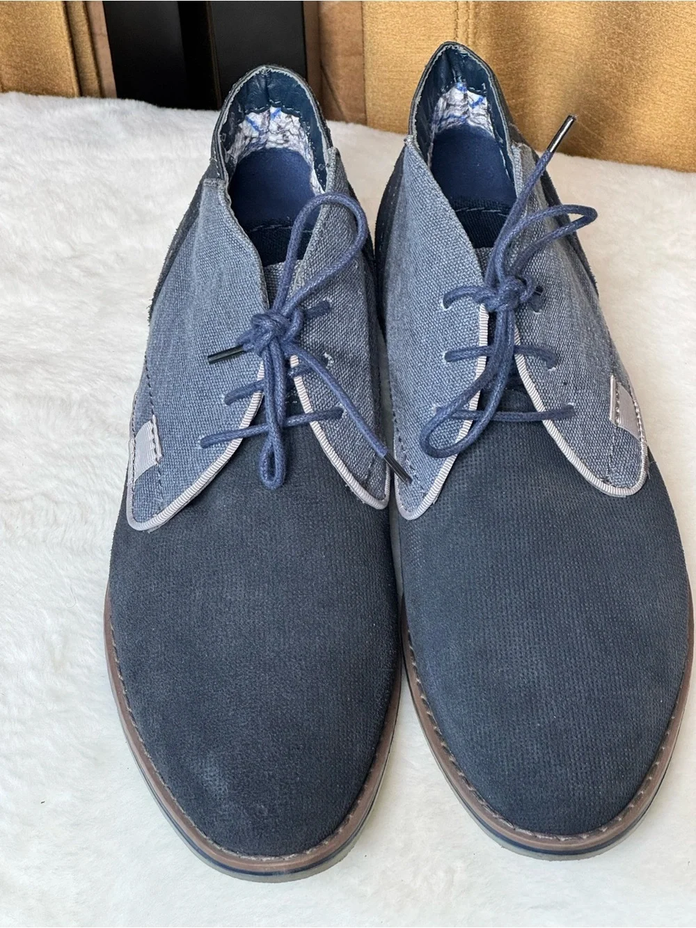 AM Shoe Company Gray Blue Canvas Lace Up Oxford Casual Shoes Men’s EU 40 US 7